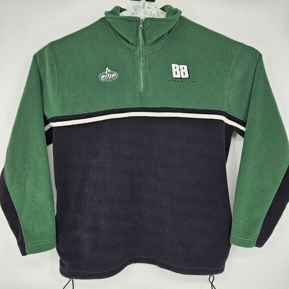 Dale Earnhardt Jr Fleece Mens Large #88 Amp Green Nascar 1/4 Zip Winners Circle - Picture 1 of 10